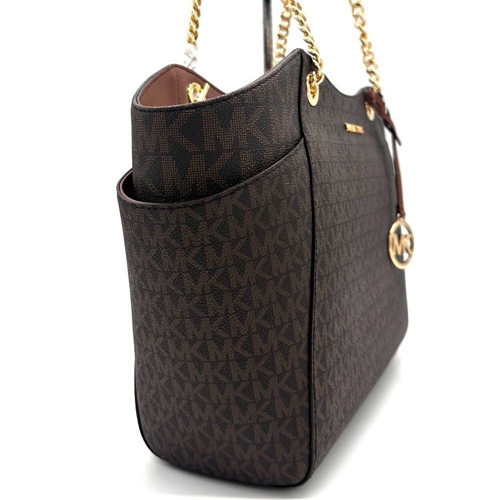 Michael Kors Large Jet Set Travel Chain Shoulder Bag & Continental Wallet Brown - Picture 5 of 12